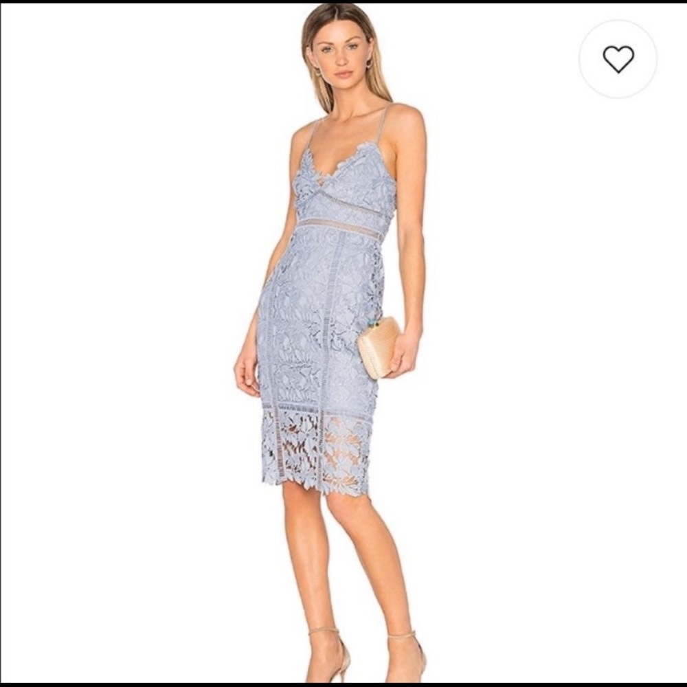 Bardot blue lace midi dress; size S
